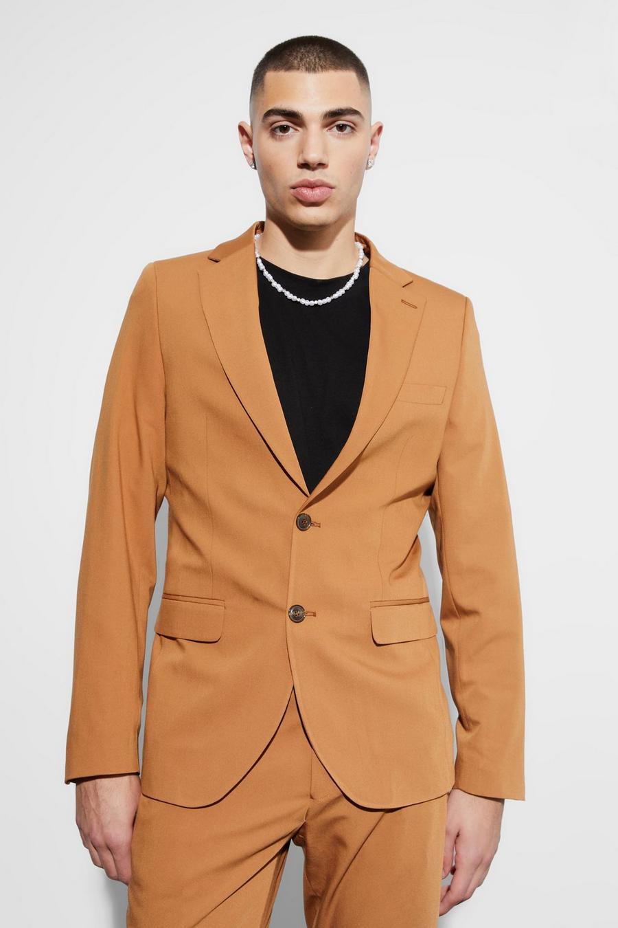Blazer a monopetto Skinny Fit, Mustard image number 1