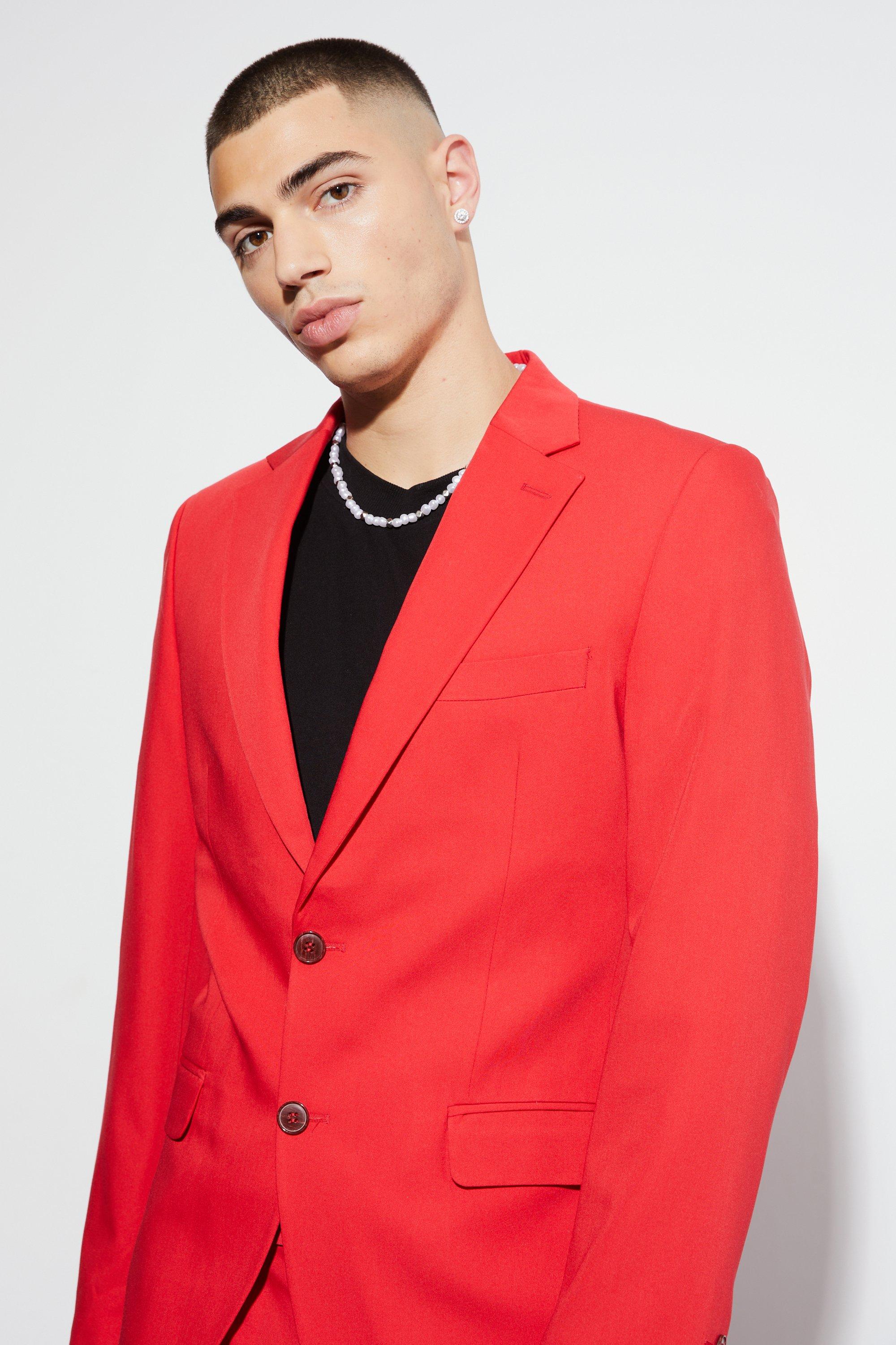 Men's red 2025 blazer slim fit