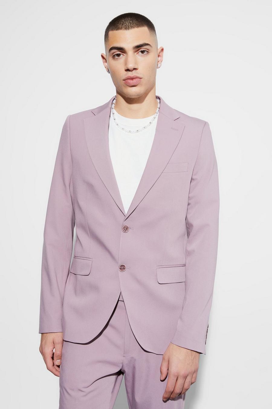 Mauve purple Skinny Fit Single Breasted Blazer
