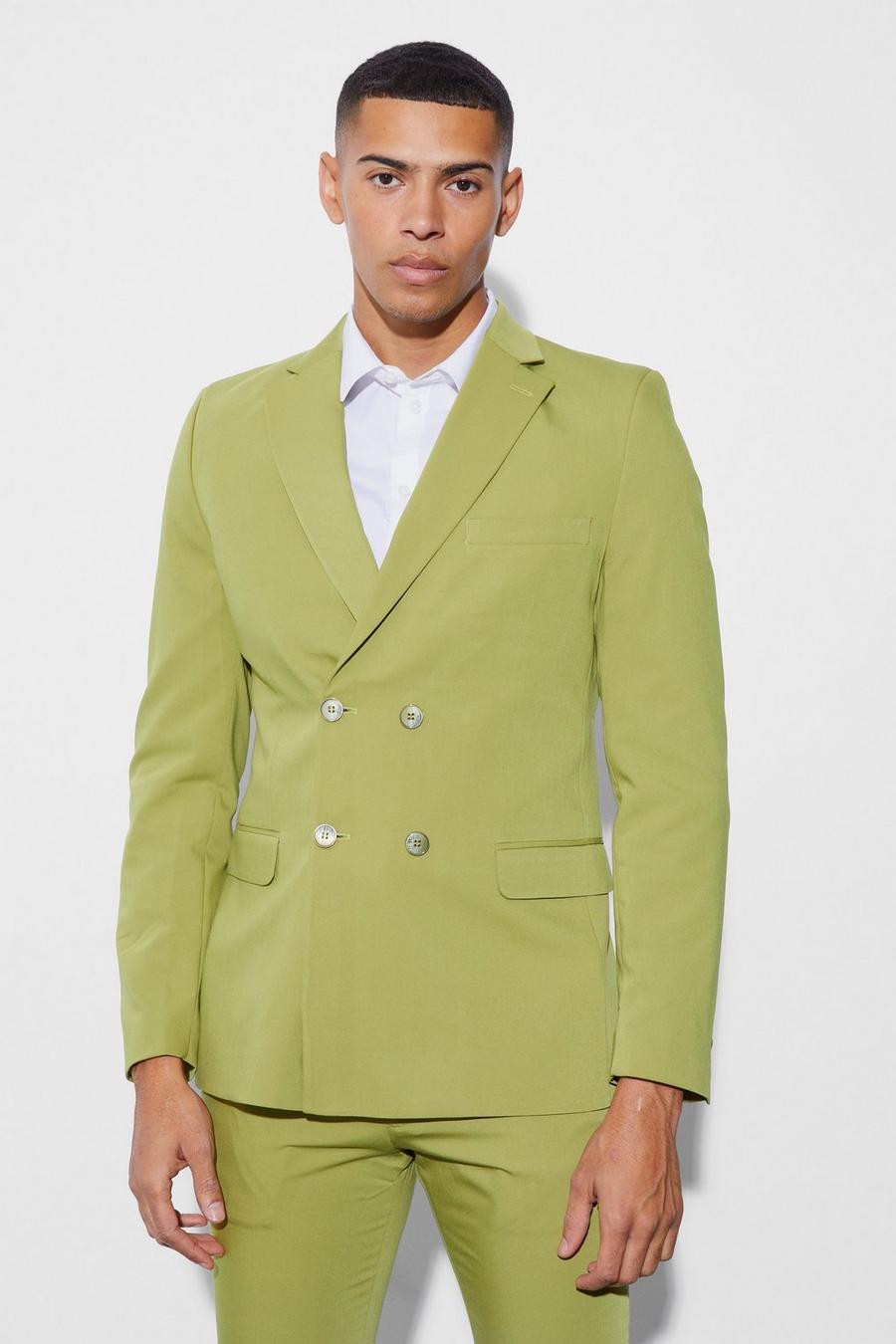 Lime Skinny Fit Double Breasted Blazer image number 1