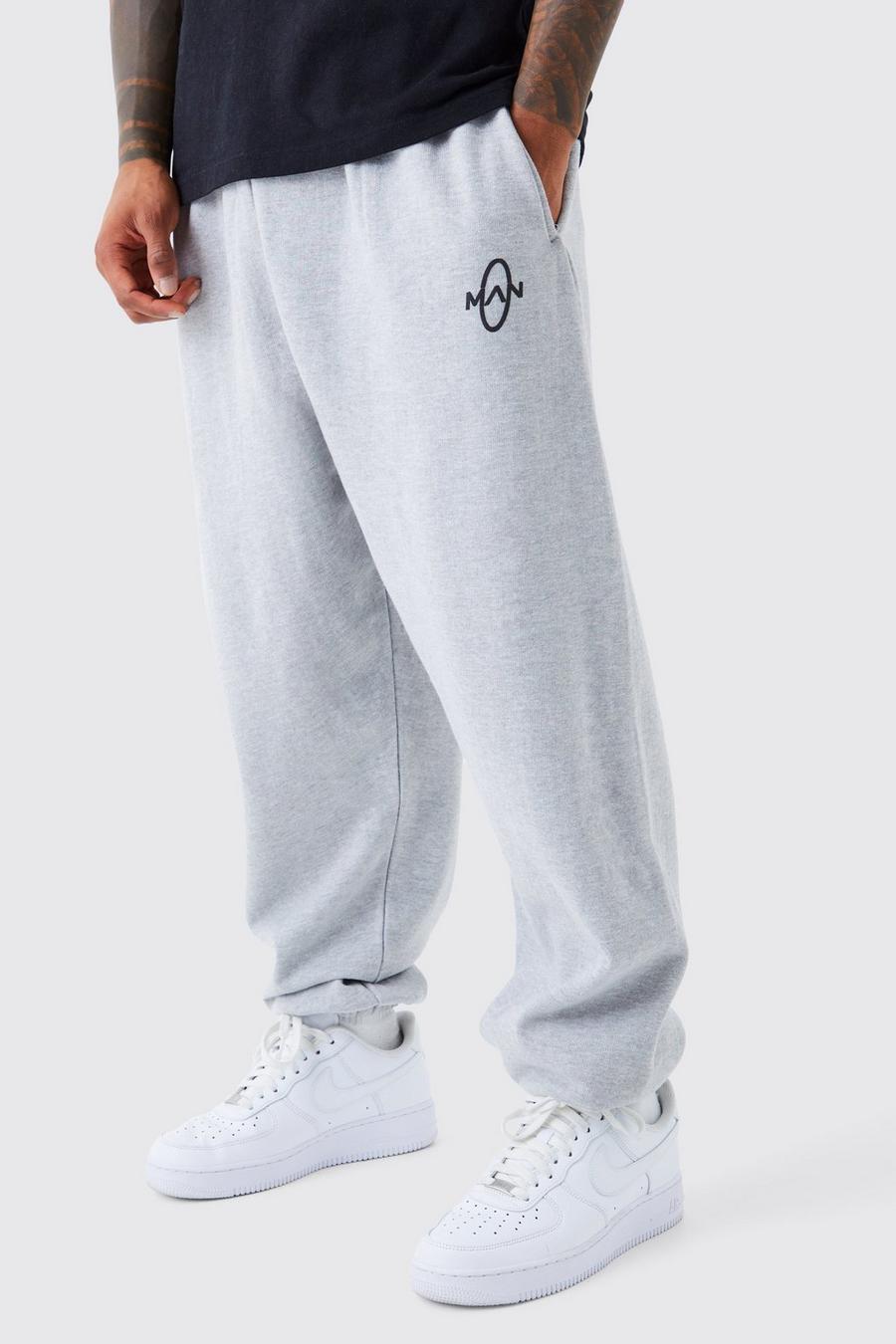 Pantalón deportivo MAN oversize con estampado de círculos en relieve, Grey image number 1