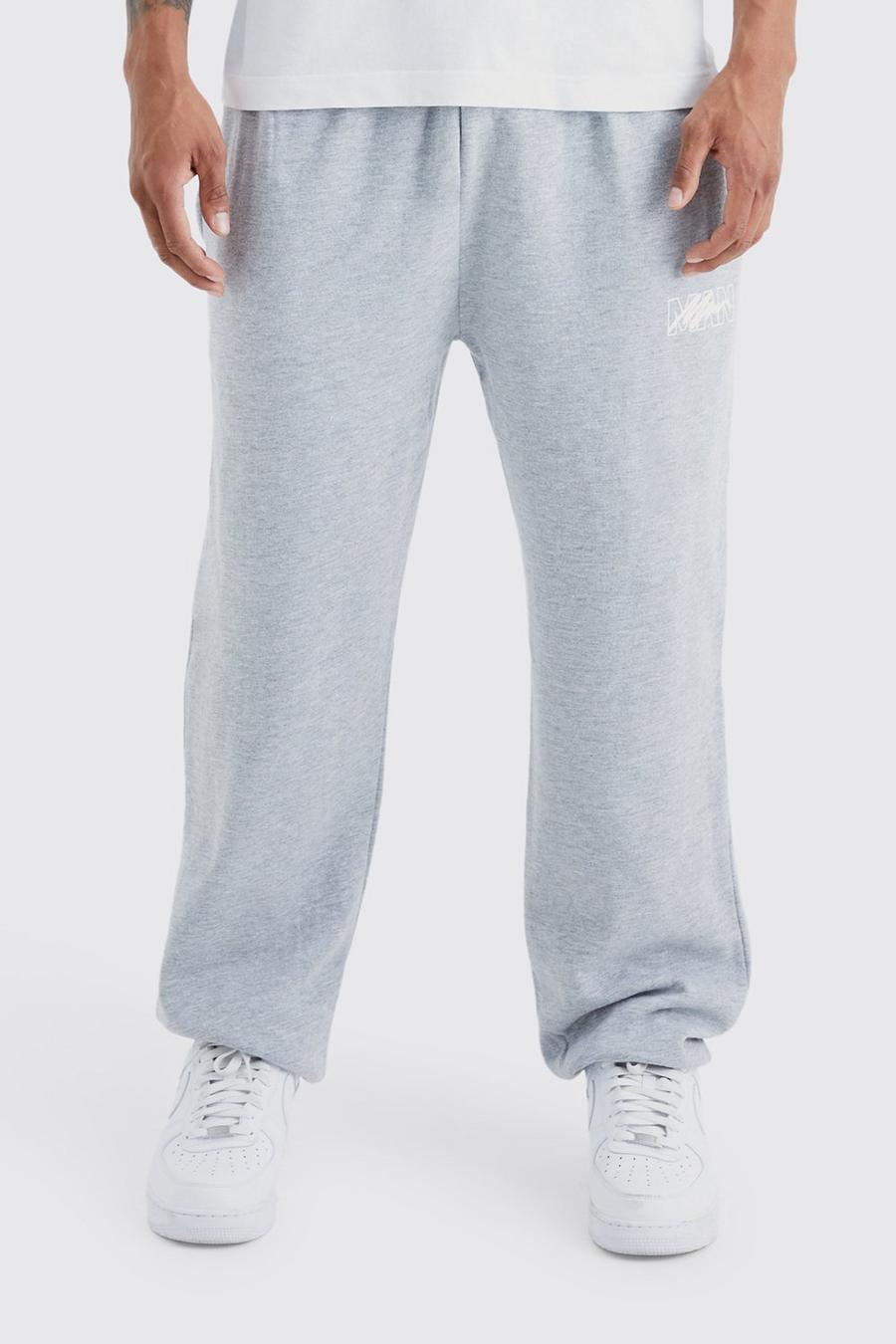 Pantalón deportivo oversize con firma MAN sobreteñido, Grey image number 1