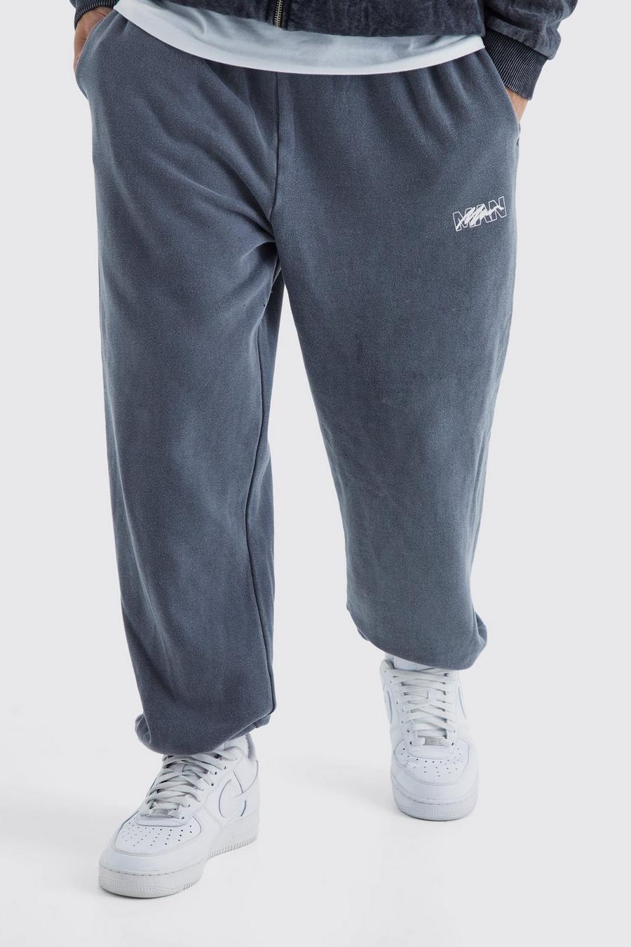 Pantaloni tuta oversize sovratinti con firma Man, Slate blue