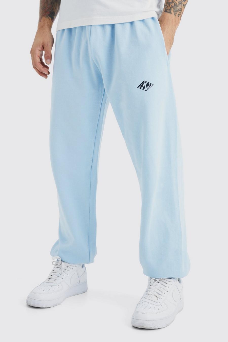 Pantaloni tuta oversize Man a losanghe, Light blue image number 1