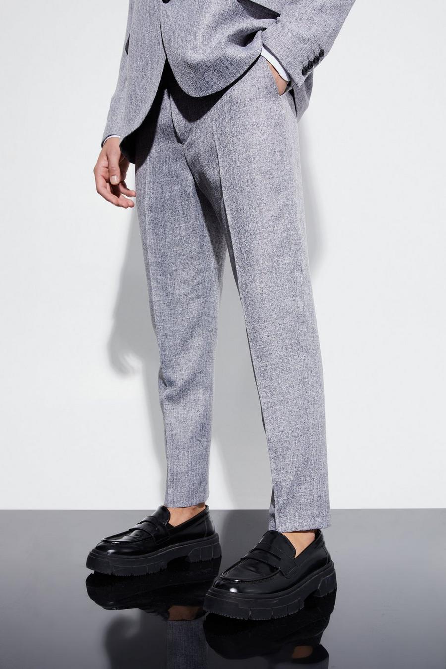 Dark grey High Rise Tapered Textured Marl Pants image number 1