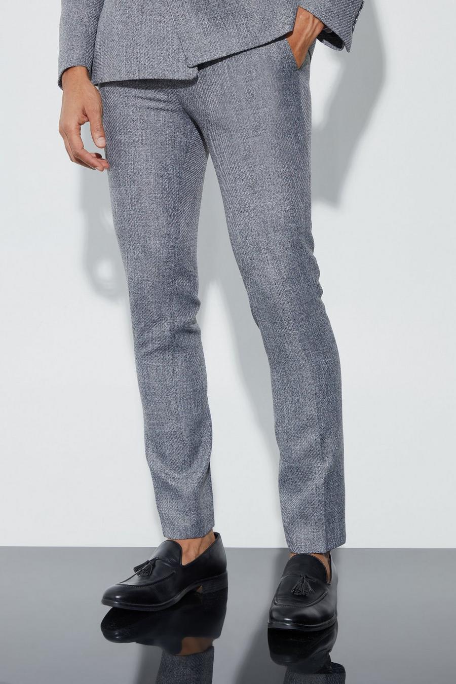 Dark grey Skinny Fit Boucle Suit Trousers image number 1