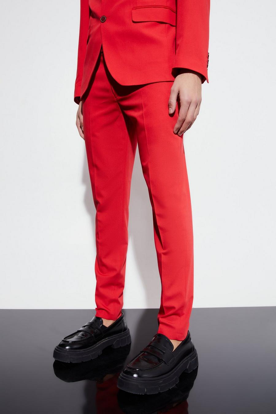 Red Super Skinny Suit Trousers image number 1