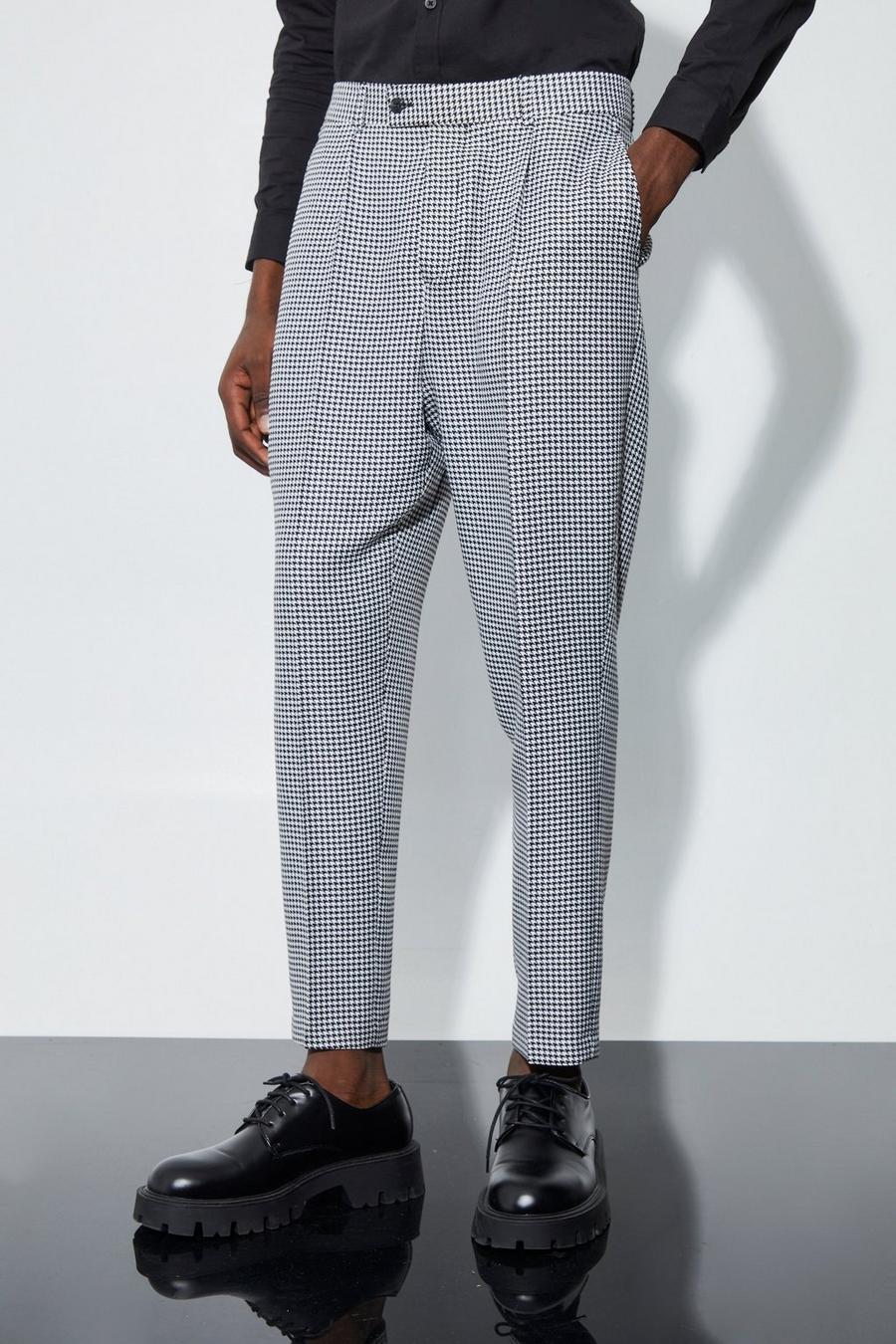 Black svart High Rise Tapered Houndstooth Suit Trousers