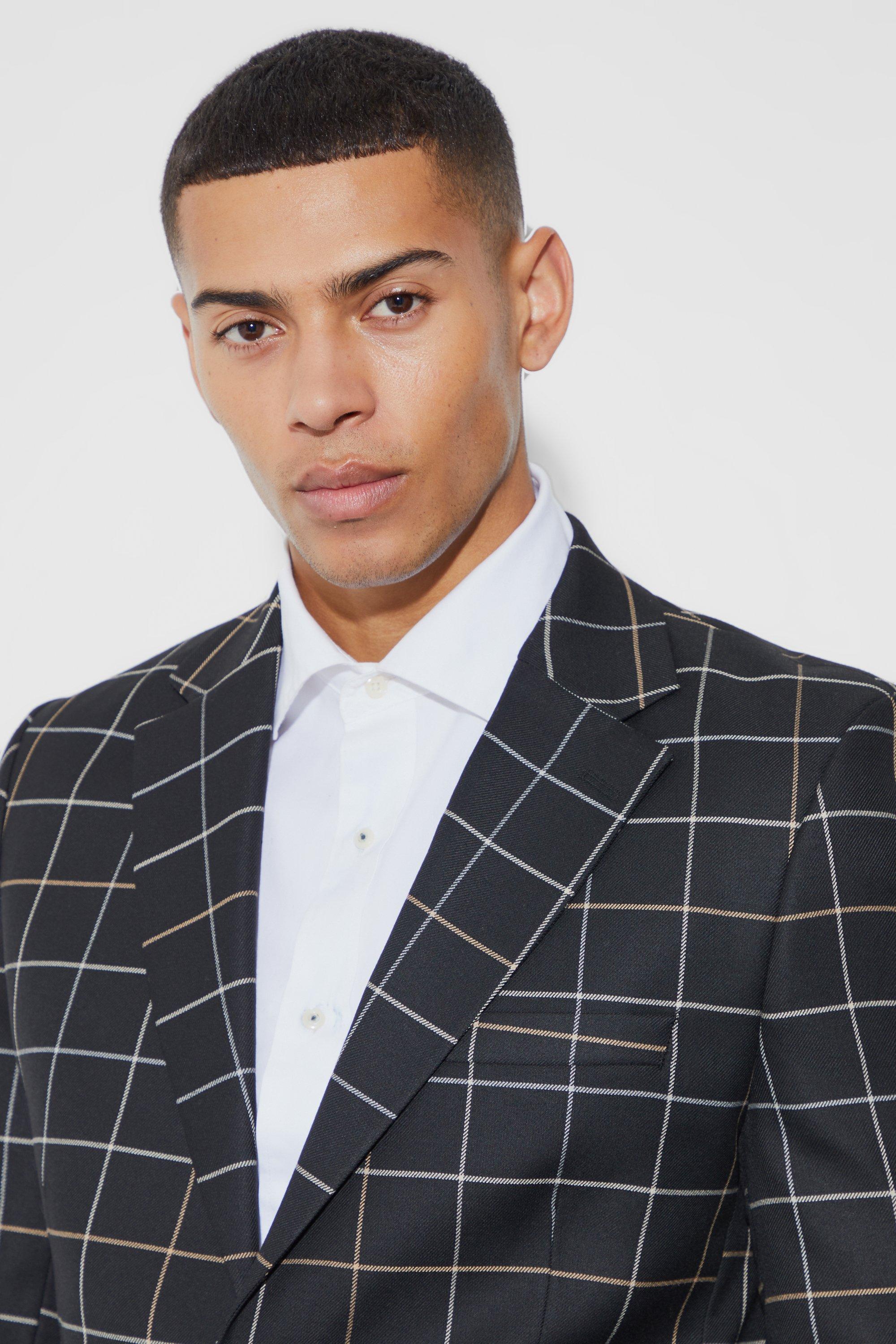 Black checkered outlet blazer mens