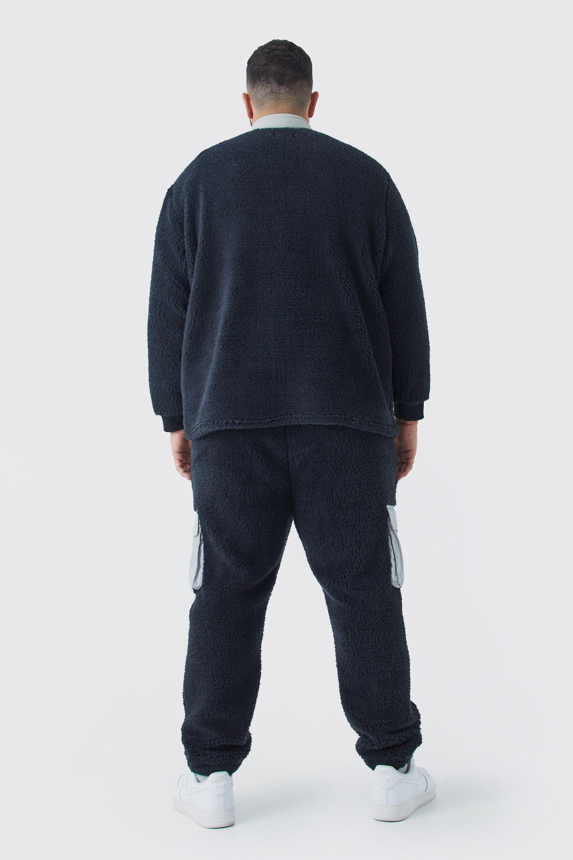 Plus Borg Jogger With Nylon Cargo Pockets boohoo DK