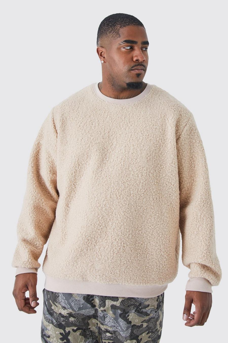 Beige Plus Sweatshirt i teddy