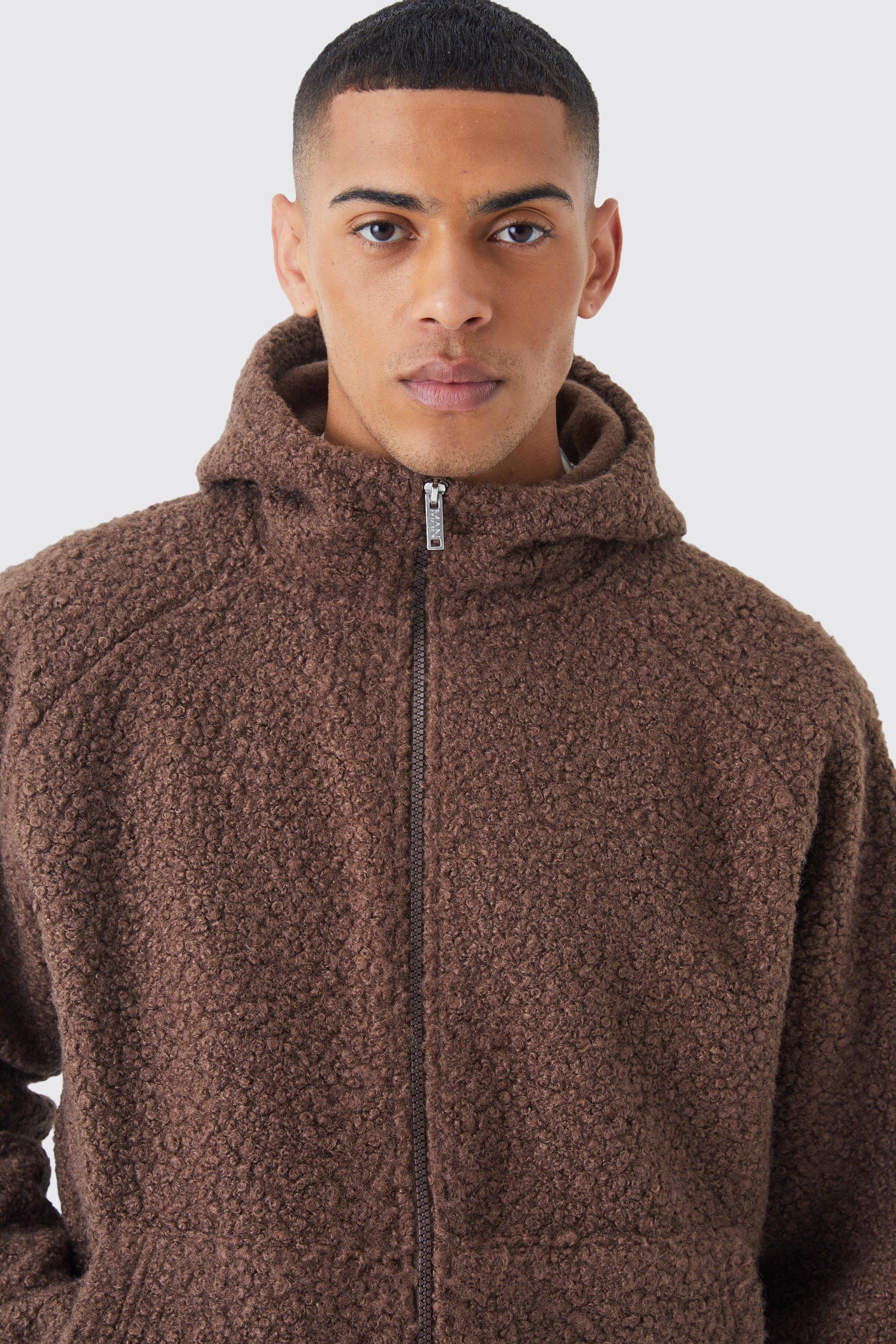 Oversized Boxy Boucle Borg Zip Thru Hoodie