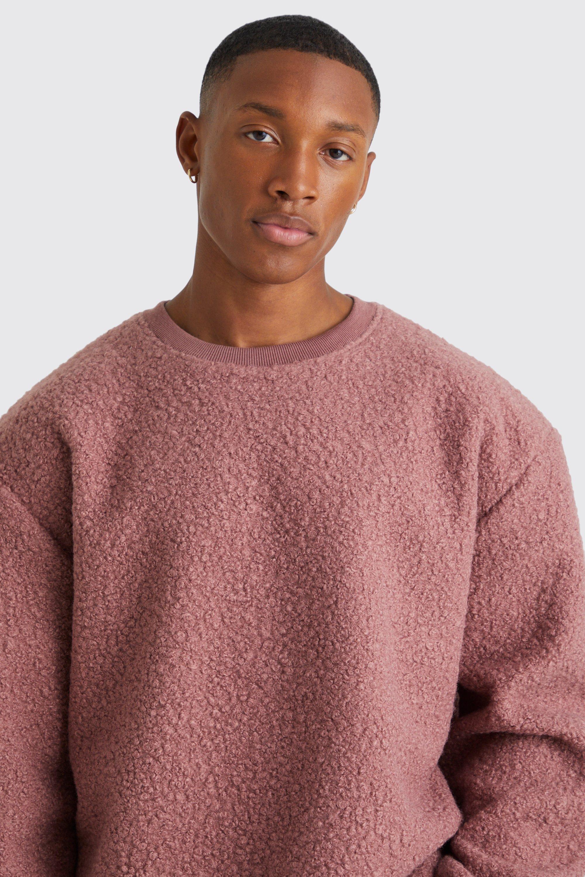 Oversized Boucle Borg Sweatshirt boohoo