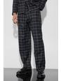 Black Relaxed Fit Windowpane Check Suit Trousers