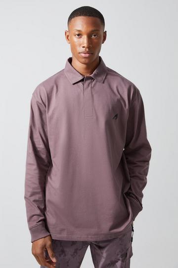 Active Oversized Heavy Rugby Polo dusty red
