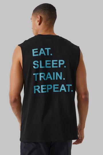 Black Man Active Train Repeat Tank