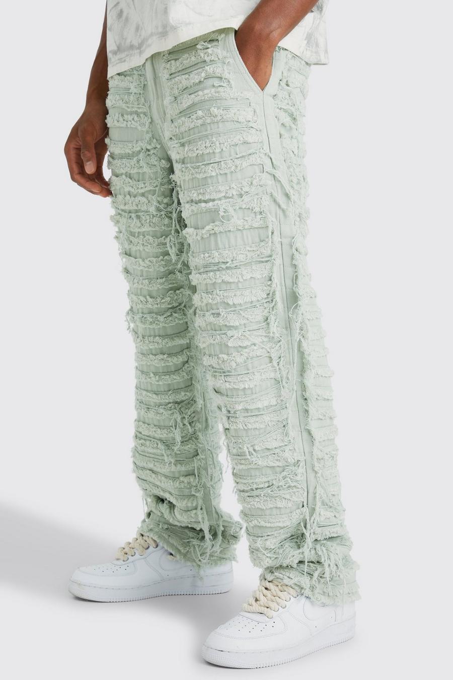 Sage Relaxed Heavily Distressed Trouser image number 1