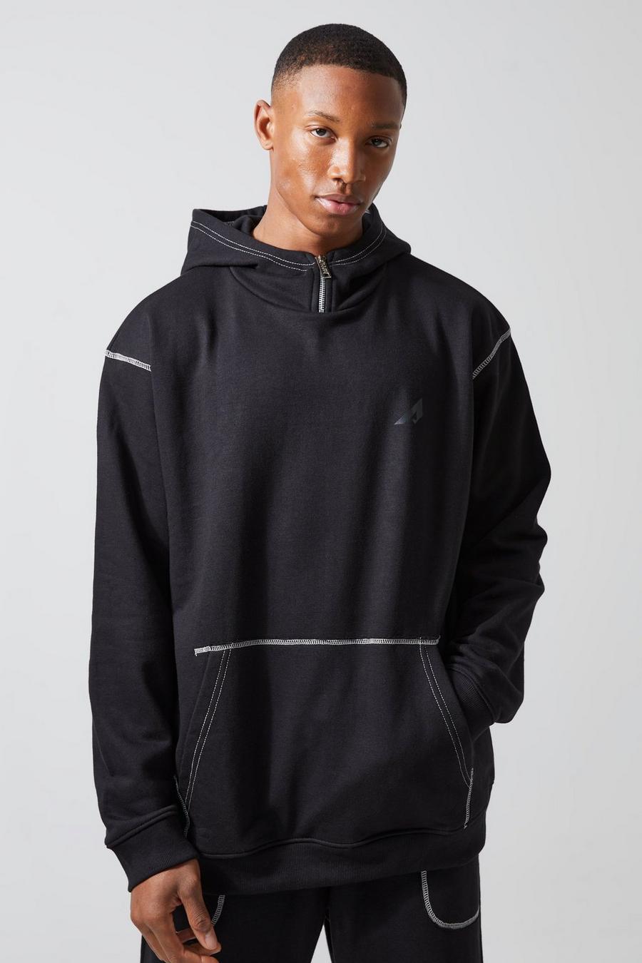 Black Oversize hoodie med fransig kant image number 1