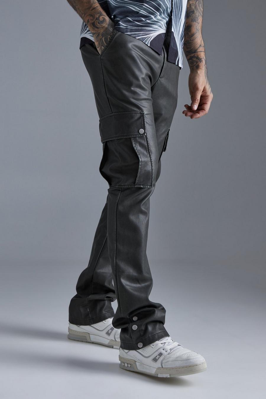 Pantalon cargo slim en simili, Khaki image number 1