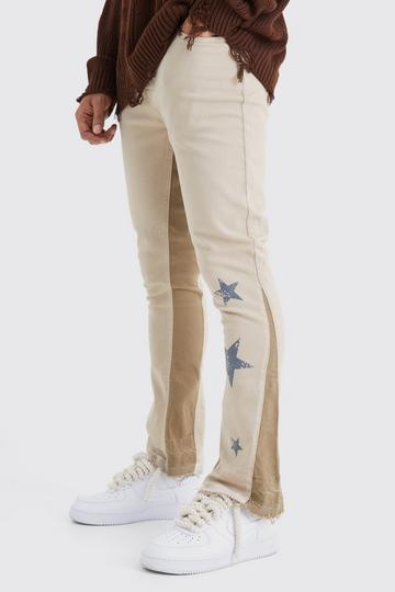 Skinny Flare Gusset Print Trouser stone