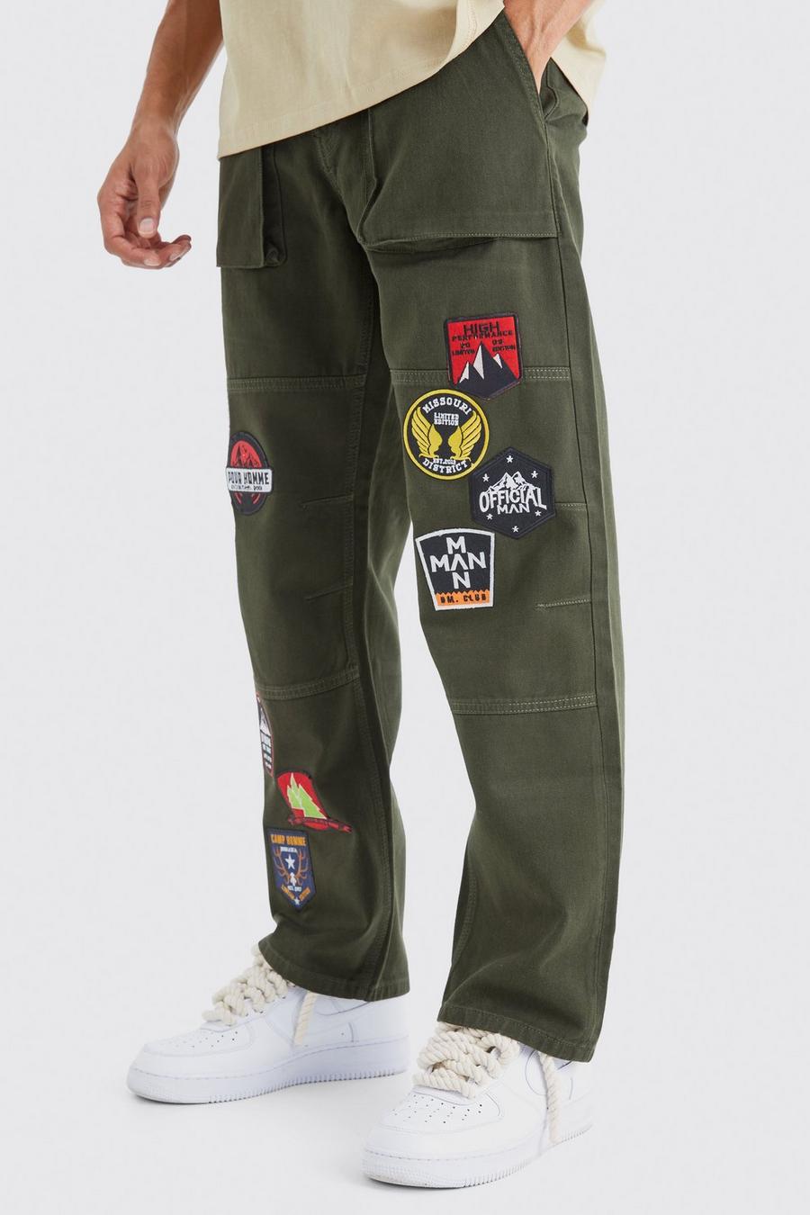 Khaki Relaxed Applique Badge Cargo Trouser image number 1