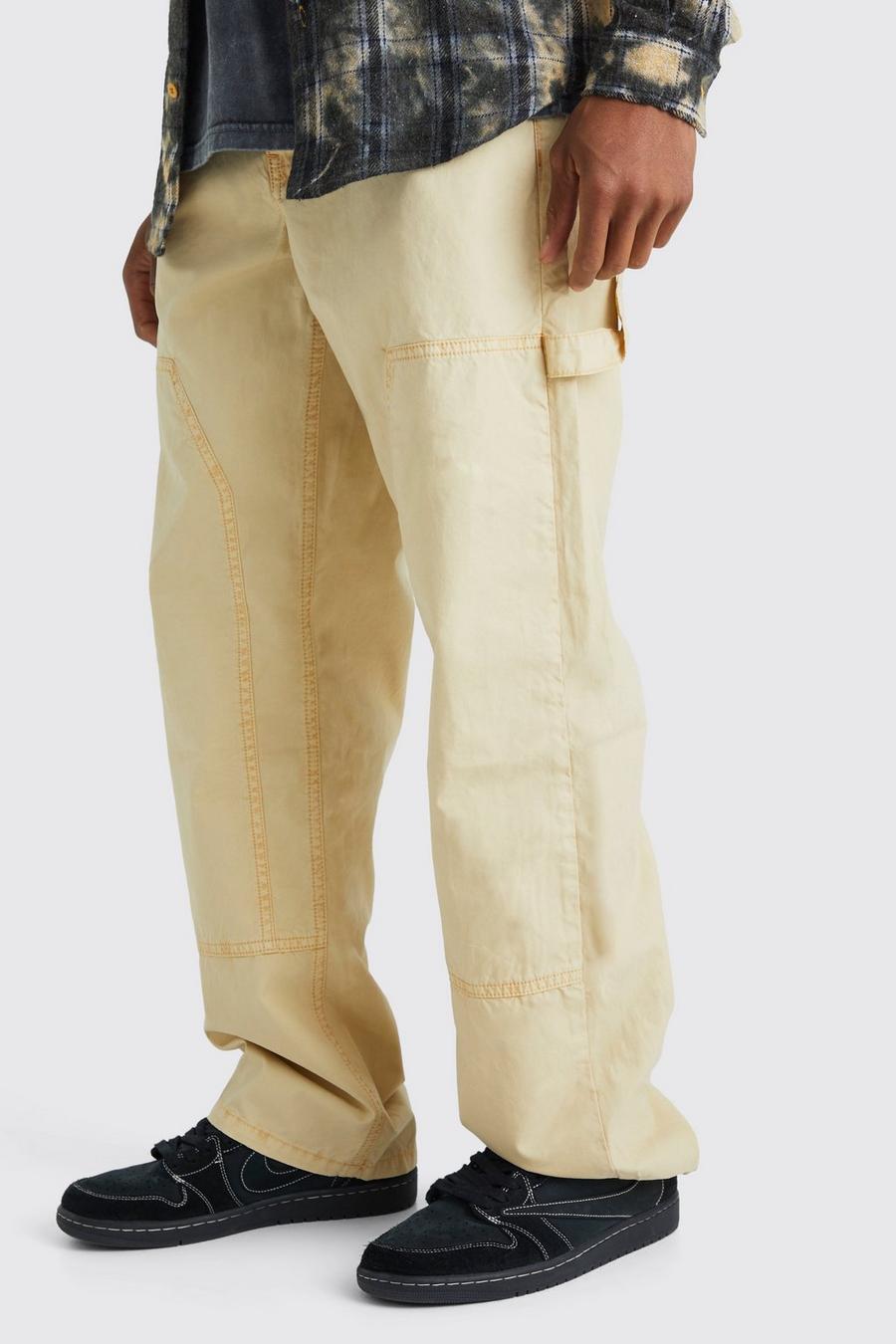 Pantalón holgado estilo carpintero sobreteñido con lavado de ácido, Stone image number 1