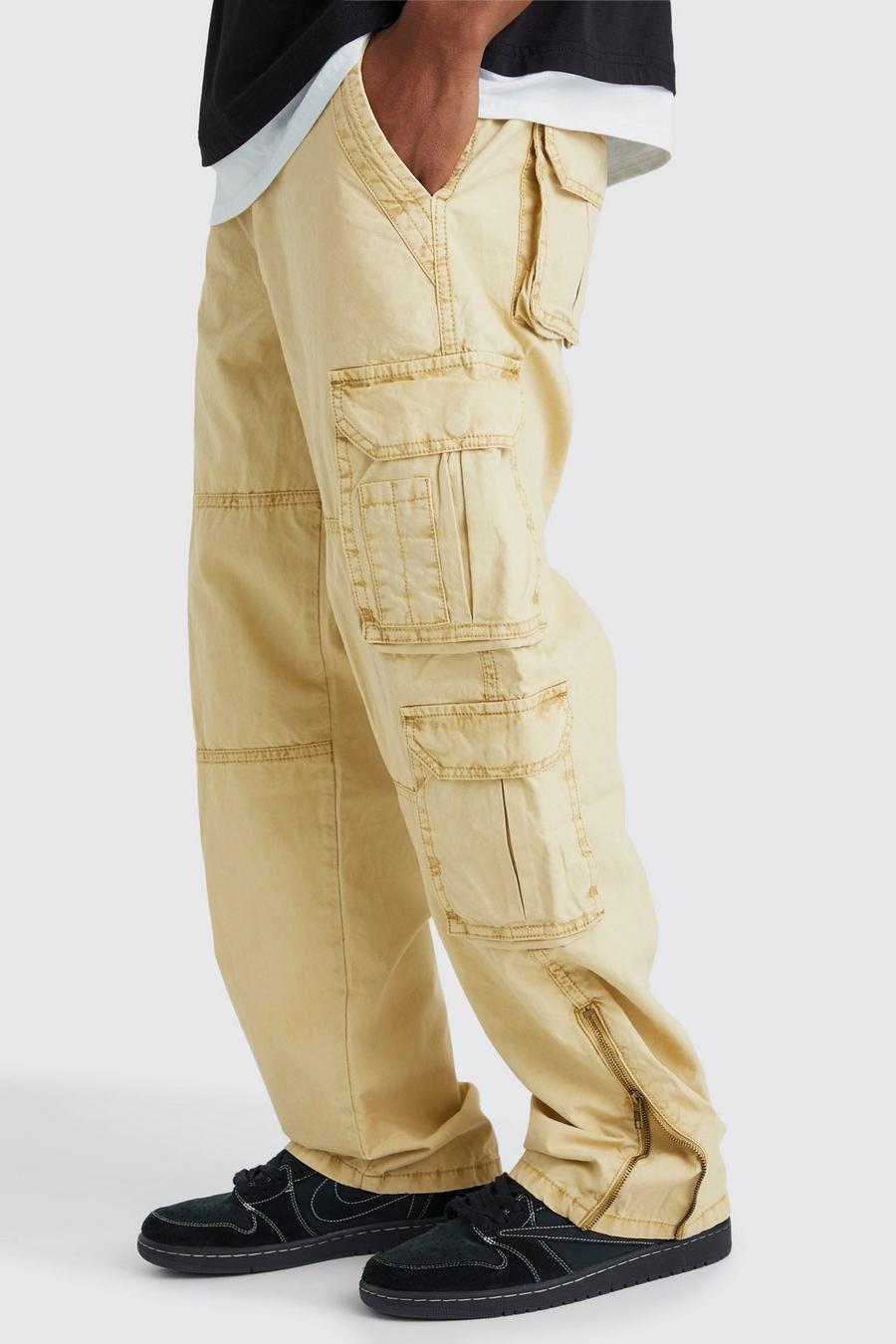 Baggy cargo trousers with zips - Men