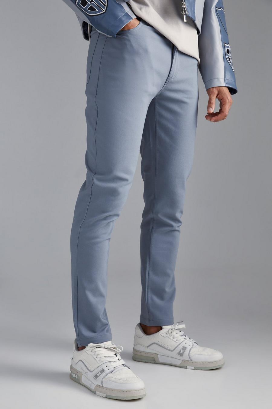 Grey Fixed Waist Slim Fit Technical Stretch Pants