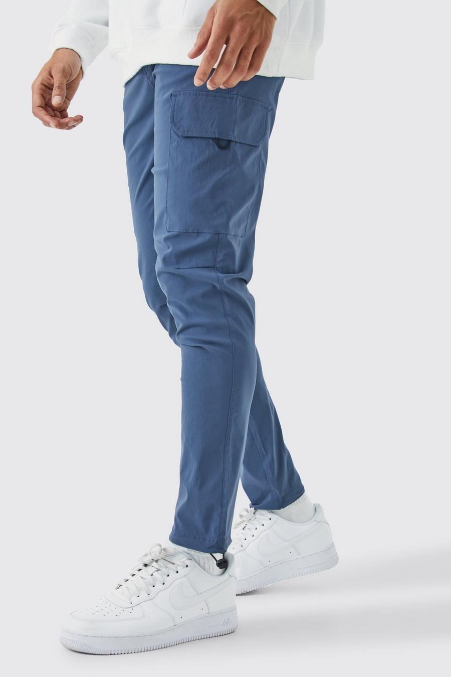 Pantaloni Cargo leggeri in Stretch Skinny Fit elasticizzati, Slate