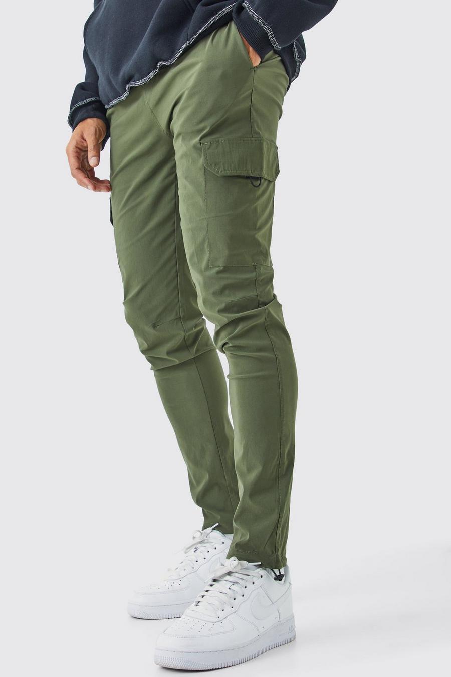Khaki Elastic Lightweight Stretch Skinny Cargo Trouser