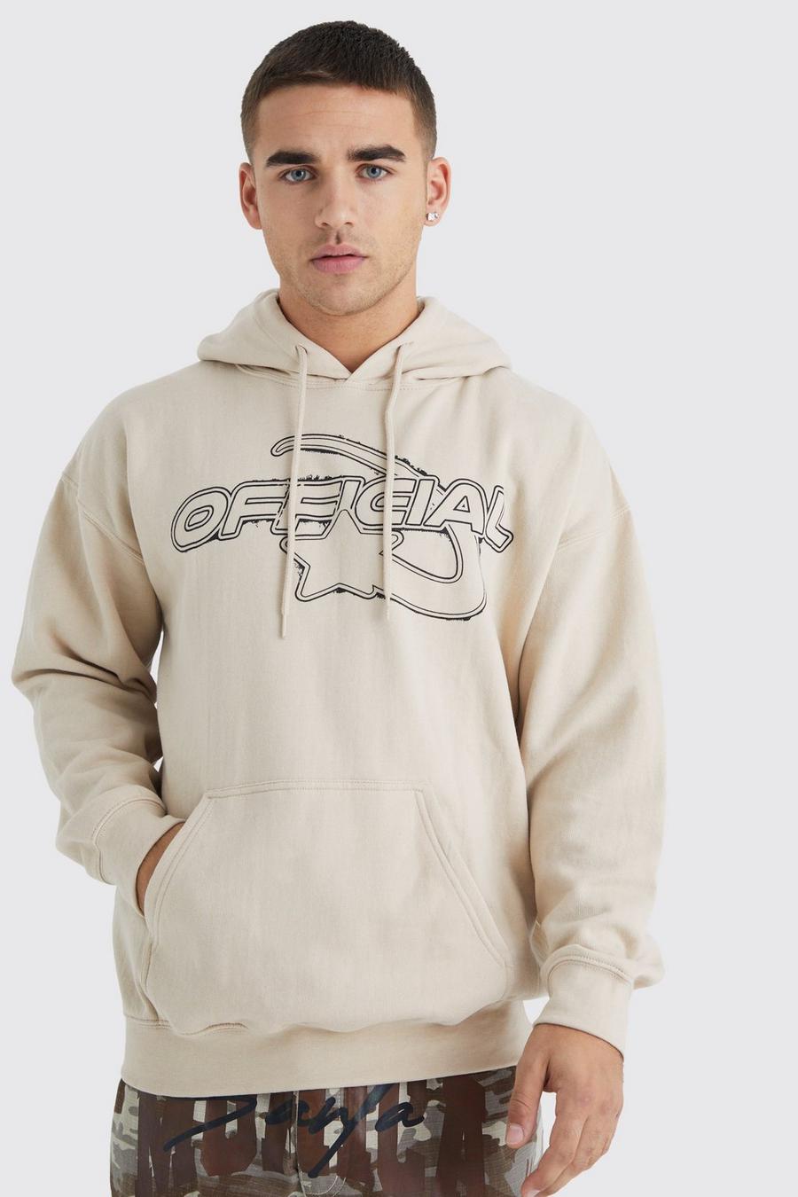 Oversize Hoodie mit Official Star Print, Sand image number 1