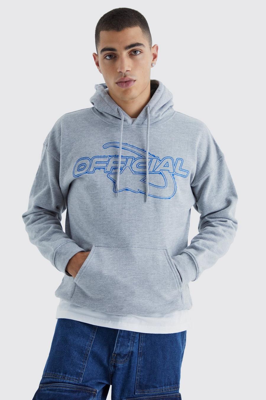 Grey marl Ofcl Oversize hoodie med stjärna image number 1