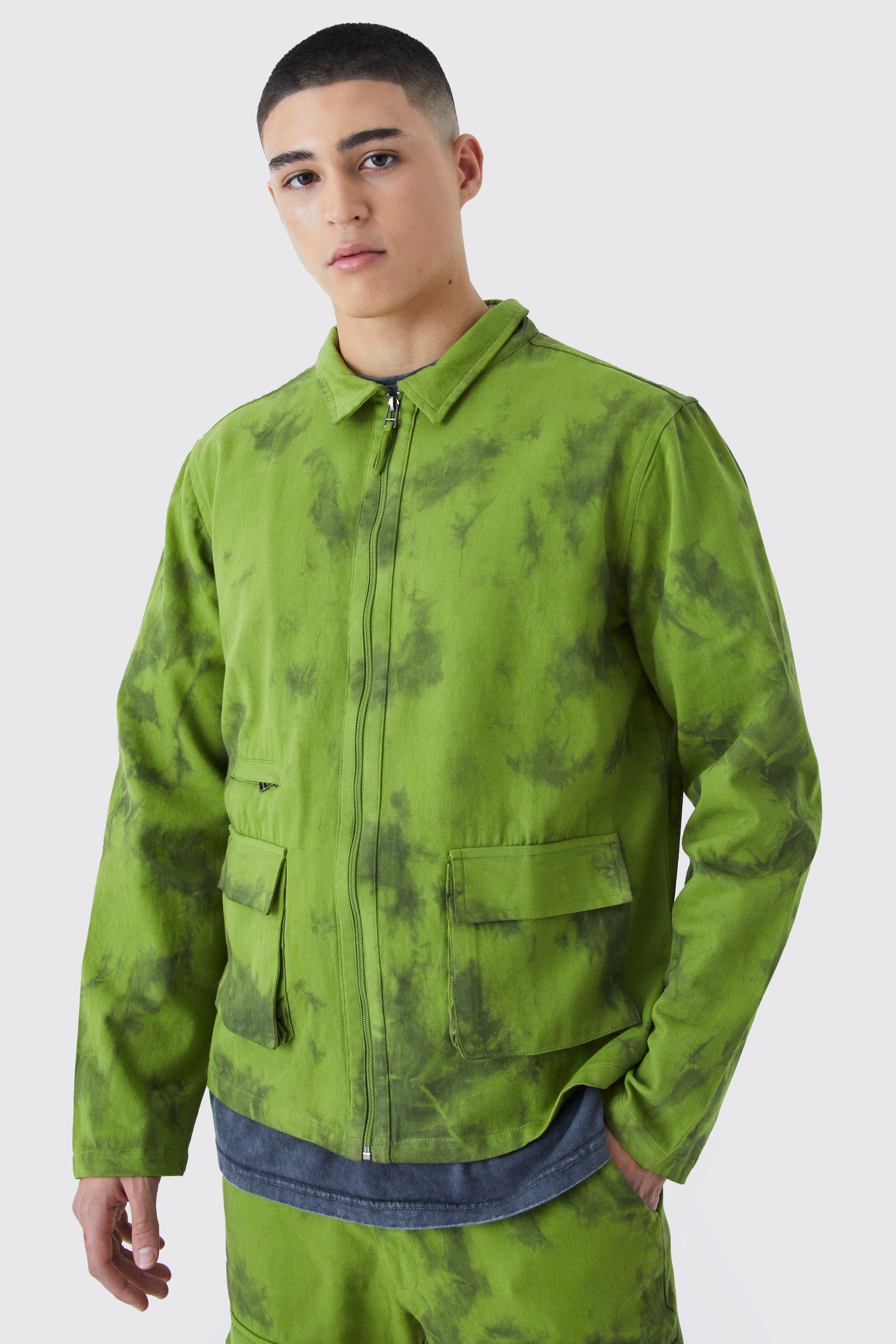 Khaki Twill Tie Dye Harrington Jacket