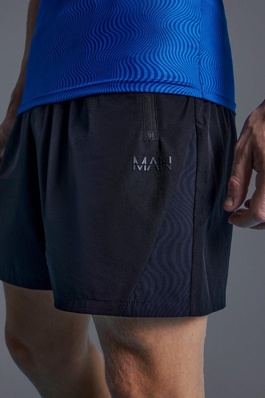 Man Active Shorts mit Print, Black image number 1