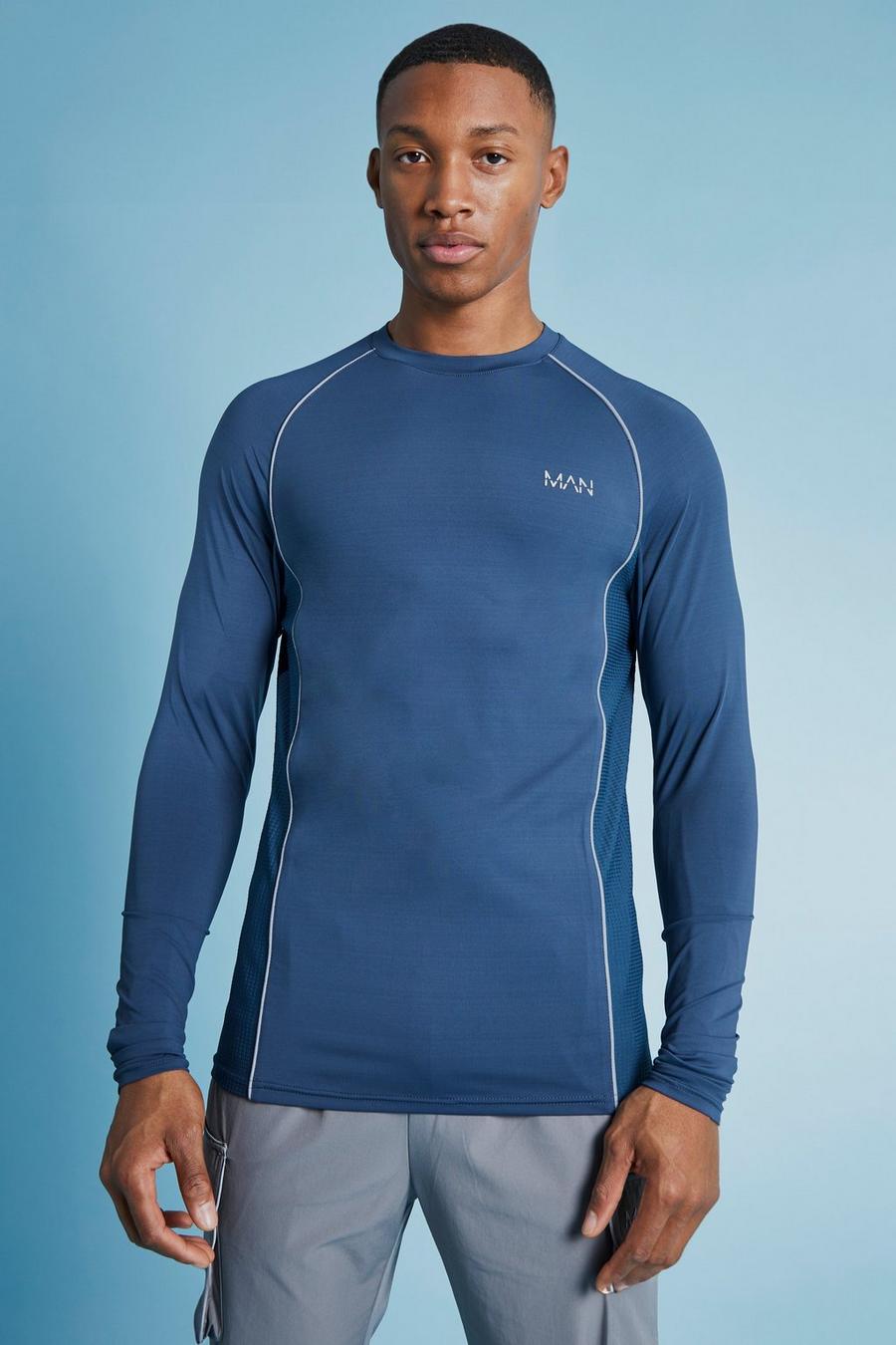 Slate blue Man Active Muscle Fit Long Sleeved Top