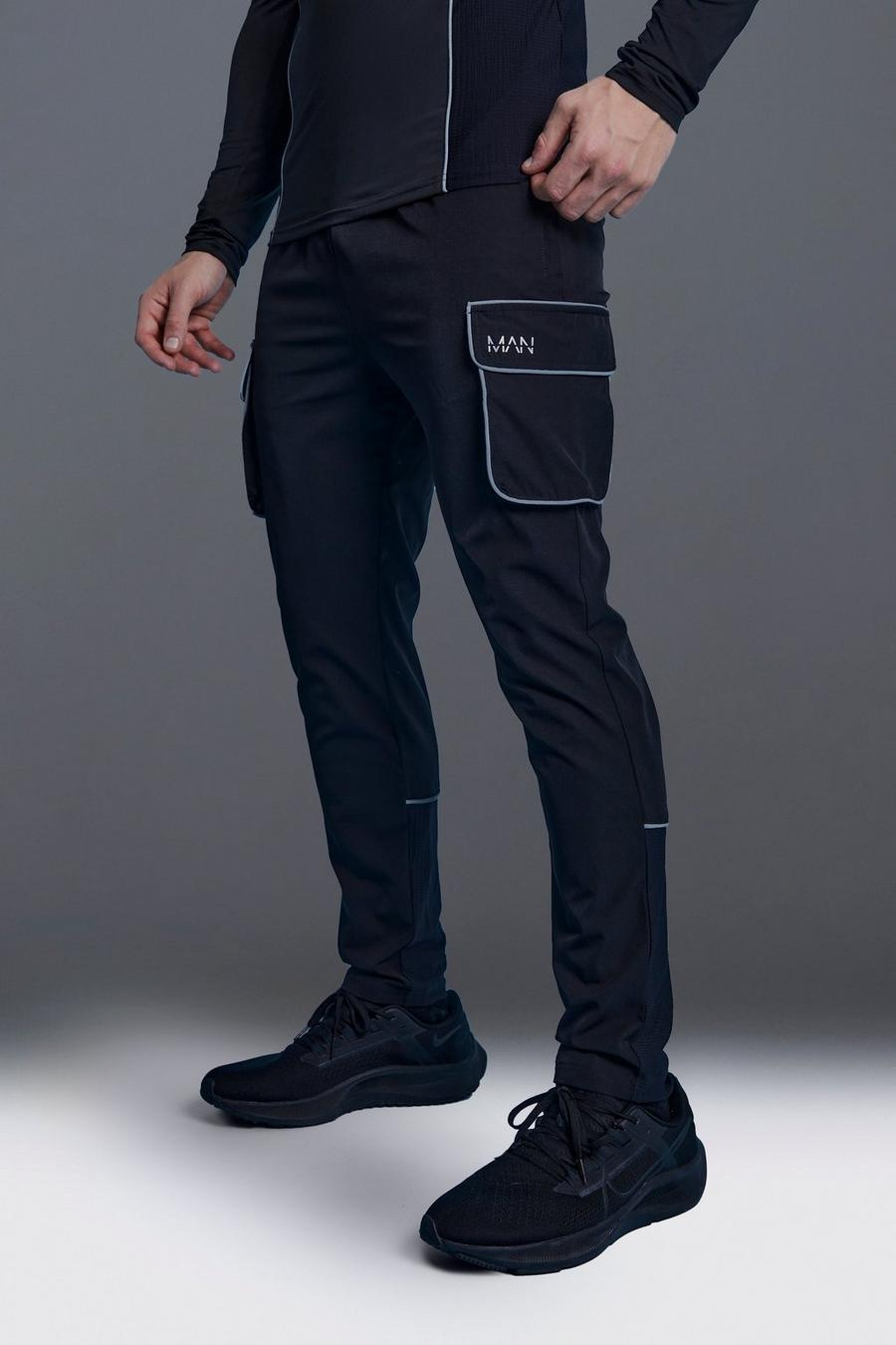 Pantaloni tuta Man Active Skinny Fit in tessuto, Black