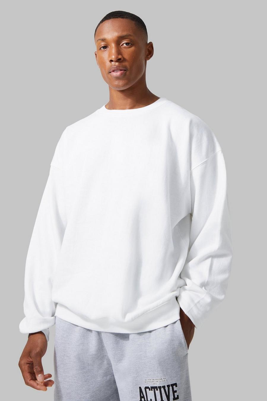 Man Active Oversize Sweatshirt mit Training Dept Print, White image number 1