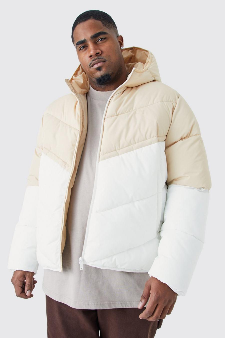 Stone Plus Man Color Block Quilted Puffer With Hood image number 1