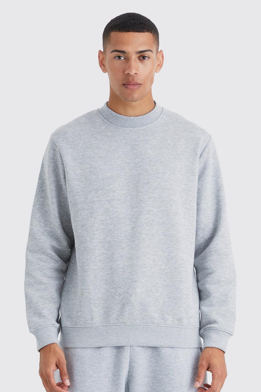 Grey marl Basic Sweatshirt med hög halsmudd