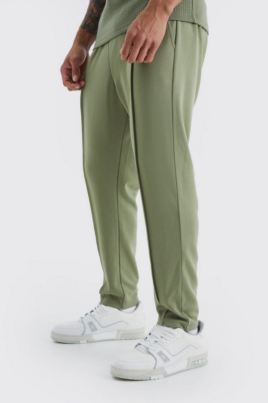 Pantalón deportivo ajustado ajustado con cintura elástica y alforza, Olive image number 1