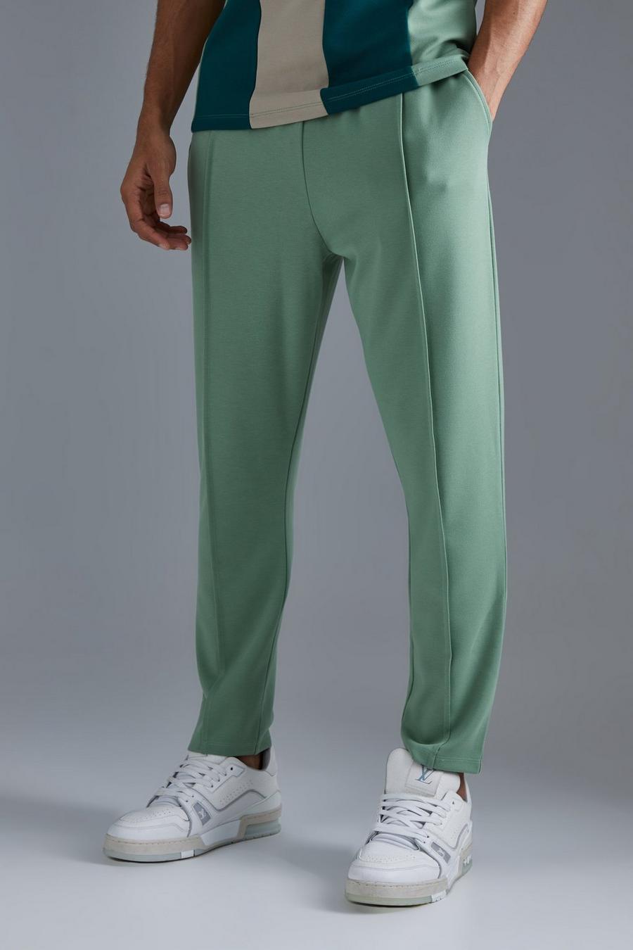 Pantalón deportivo ajustado ajustado con cintura elástica y alforza, Green