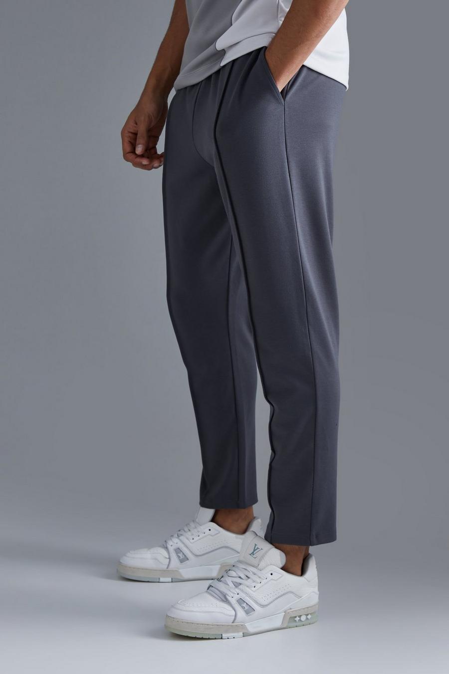 Pantalón deportivo ajustado ajustado con cintura elástica y alforza, Dark grey image number 1