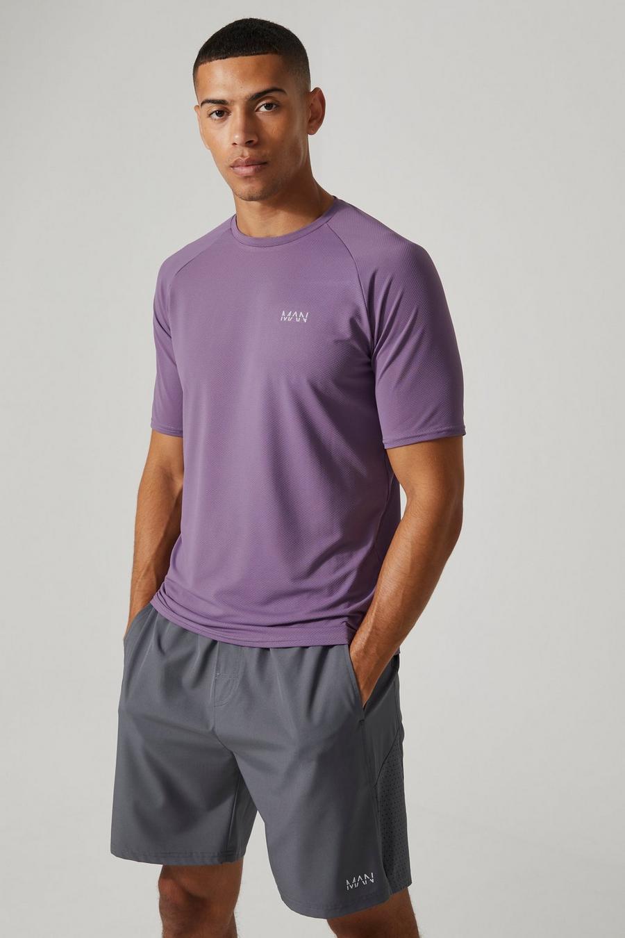 Mauve violett Man Active Mesh Textured Slim T-shirt