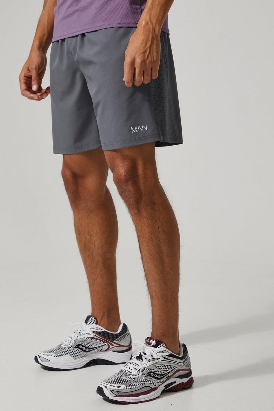 Charcoal grey Man Active Mesh Geperforeerde Shorts