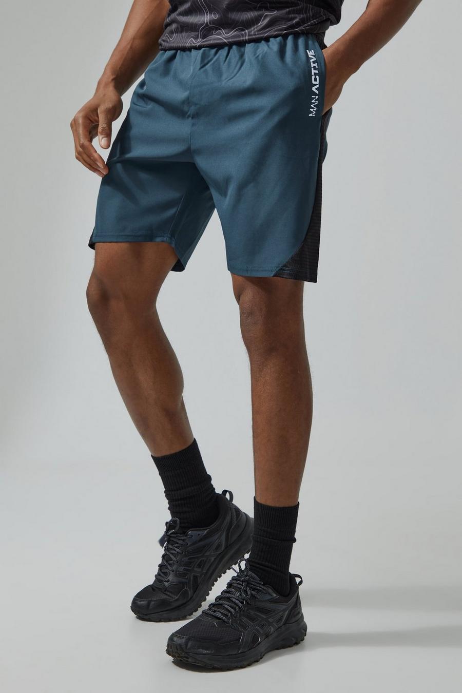 Man Active strukturierte 7 Inch Shorts aus Mesh, Slate blue