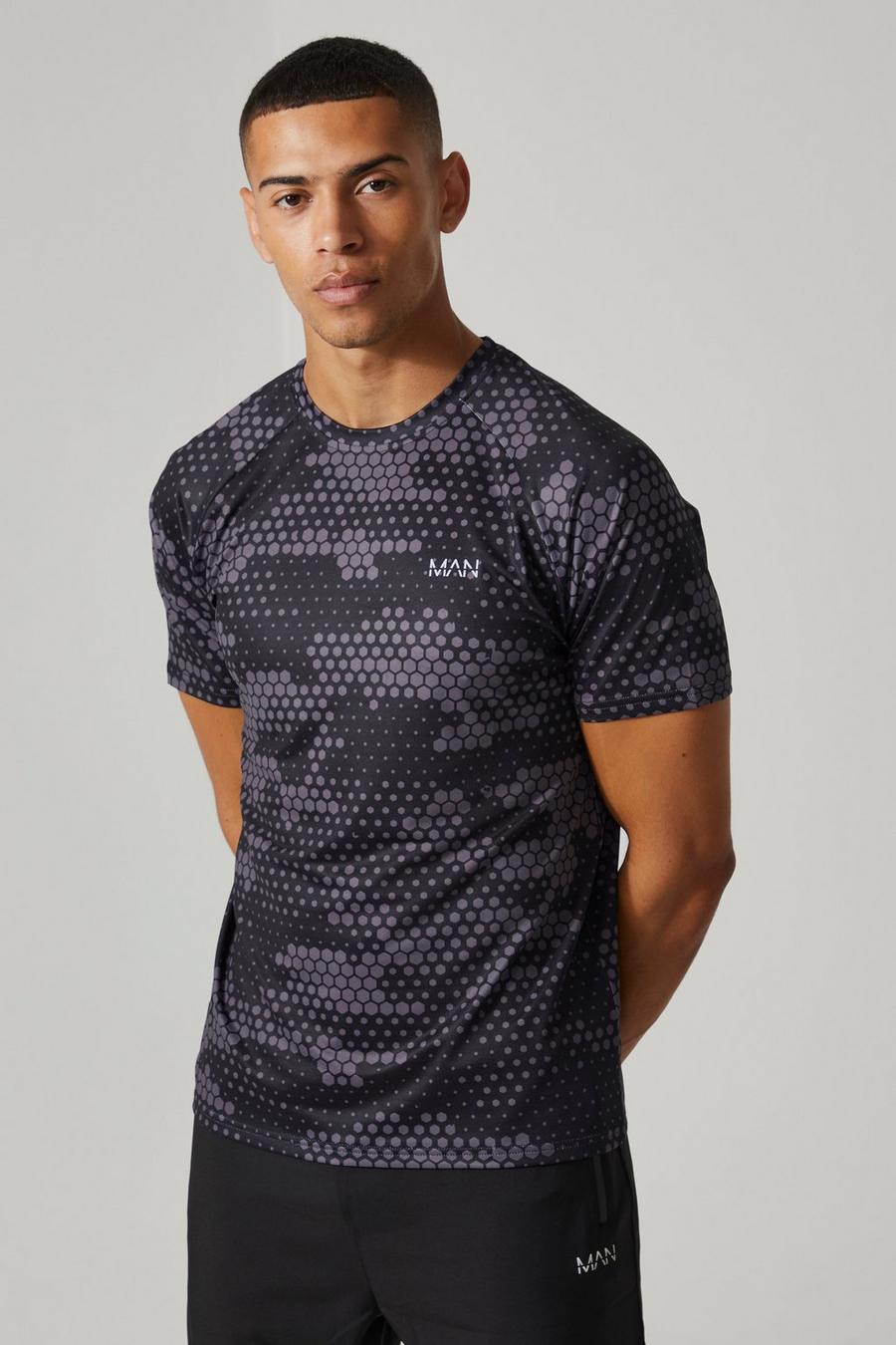 T-shirt de sport à imprimé géométrique - MAN Active, Charcoal image number 1