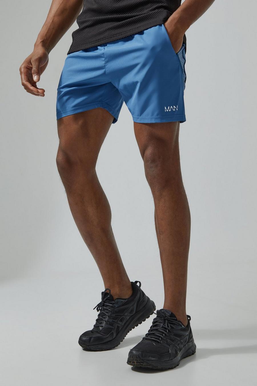 Man Active strukturierte Colorblock Mesh-Shorts, Dusty blue
