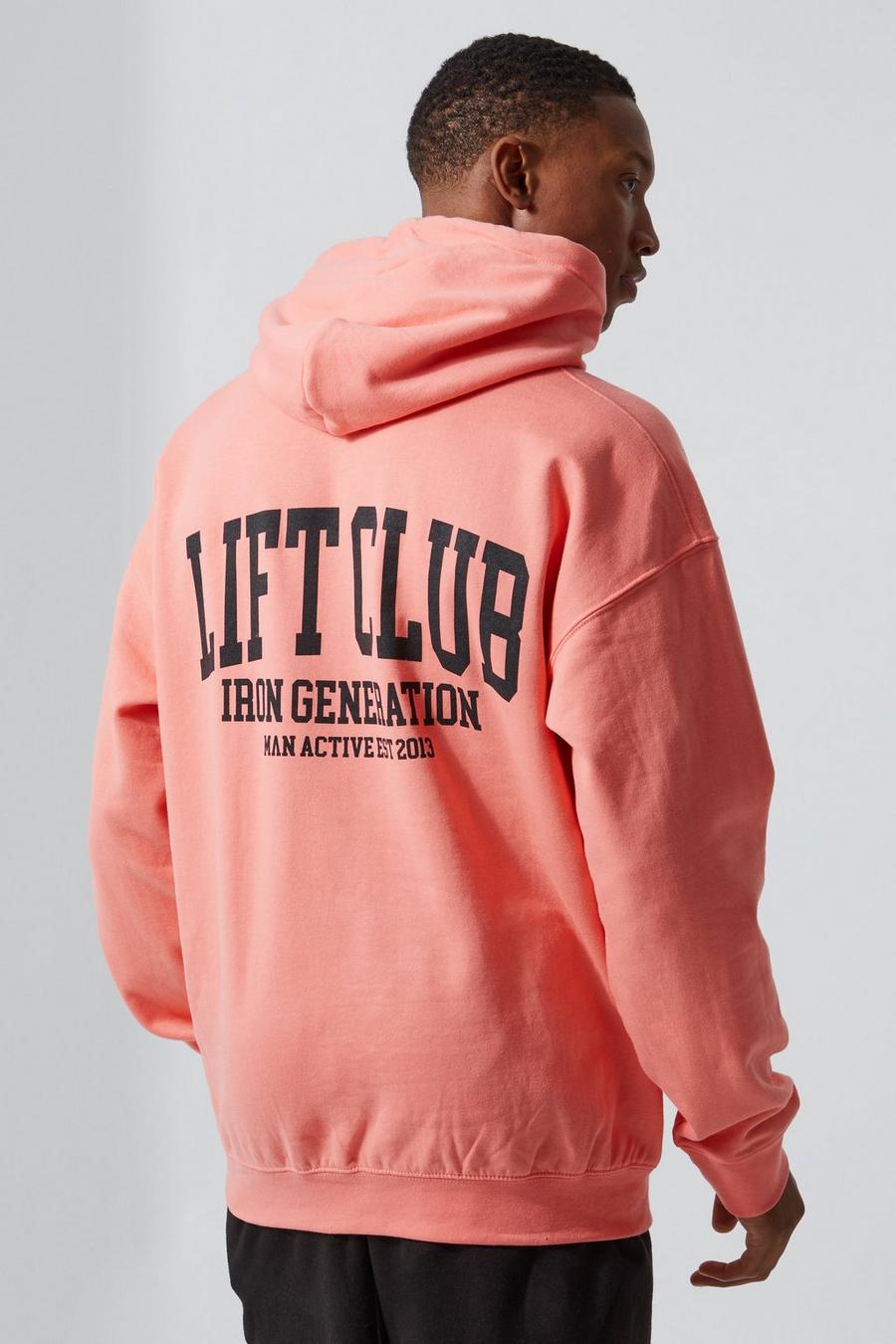 Coral Man Active Oversized Lift Club Hoodie image number 1