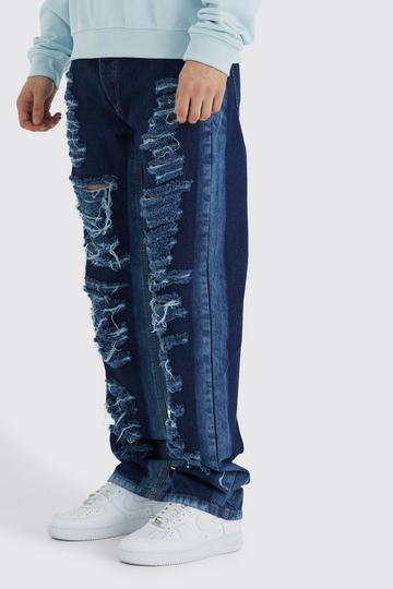 Tall Relaxed Rigid Multi Rip Panelled Jean indigo