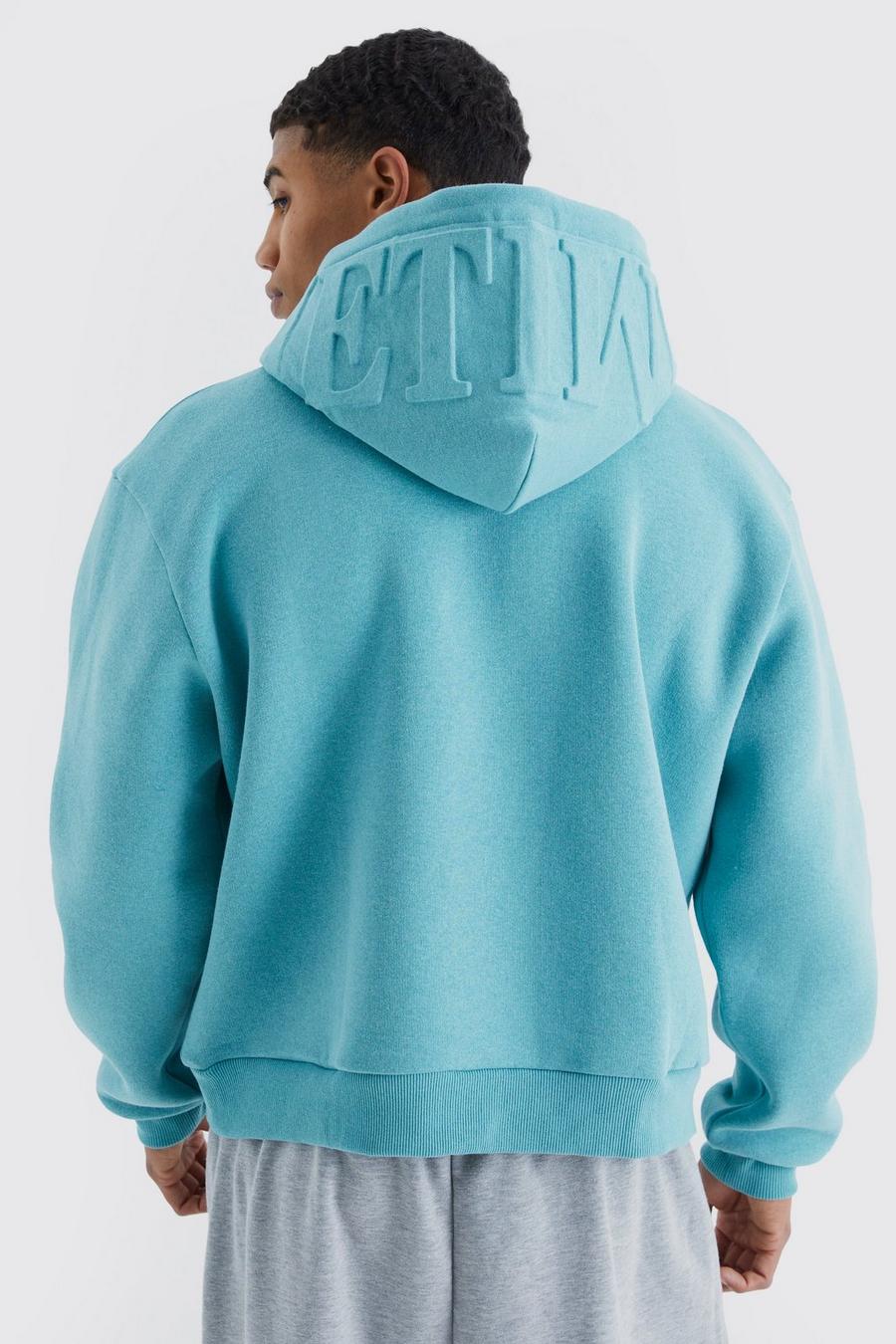 Teal Oversized Boxy Limited Embossed Hoodie image number 1